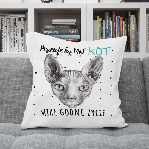 Poduszka Prezent Kot SFINKS pracuję by ..