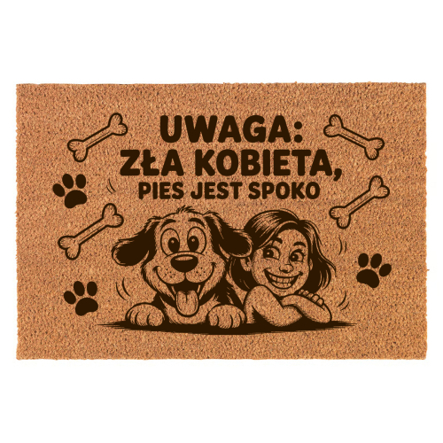 Wycieraczka Kokosowa Śmieszna 60x40 Cm Prezent Parapetówka Zła Kobieta Pies