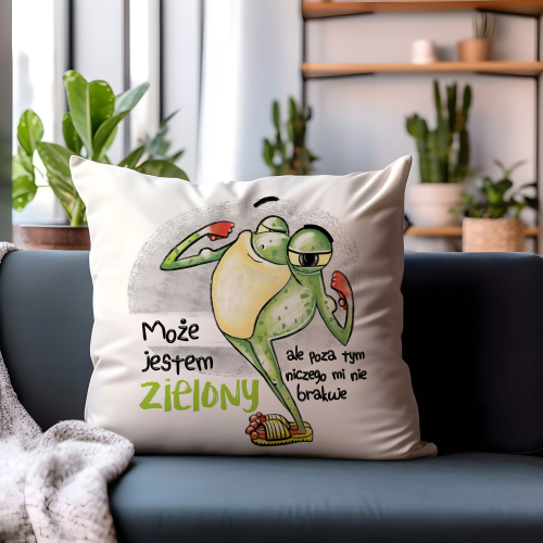 Poduszka Prezent Żaba JESTEM ZIELONY