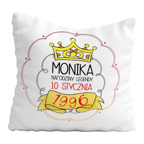 URODZINY PODUSZKA PREZENT  18 20 40 60 IMIĘ NARODZINY LEGENDY KORONA