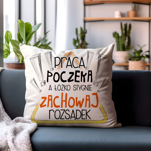 PPODUSZKA ŚMIESZNY PREZENT PRACA POCZEKA - ŁÓŻKO STYGNIE