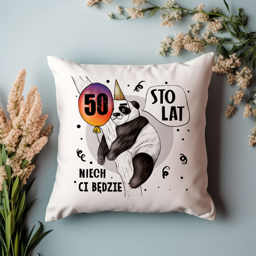 PODUSZKA PREZENT NA URODZINY PANDA PERSONALIZACJA DOWOLNY WIEK ZWIERZĘTA