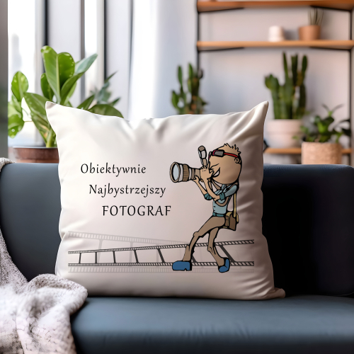 UPOMINEK PREZENT PODUSZKA ZAWÓD  FOTOGRAF FOTOREPORTER PAPARAZZI ZDJĘCIA PRACA