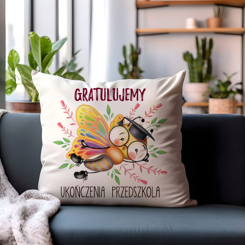 PODUSZKA PREZENT NA ZAKOŃCZENIE PRZEDSZKOLA MOTYLEK GRATULACJE